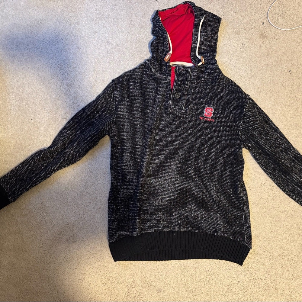 Men's Black Sweater with Red Accents